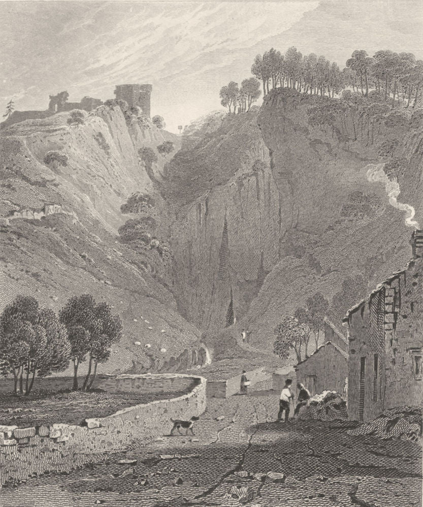 DERBYSHIRE. Peverel Castle, Derbyshire. DUGDALE 1845 old antique print picture